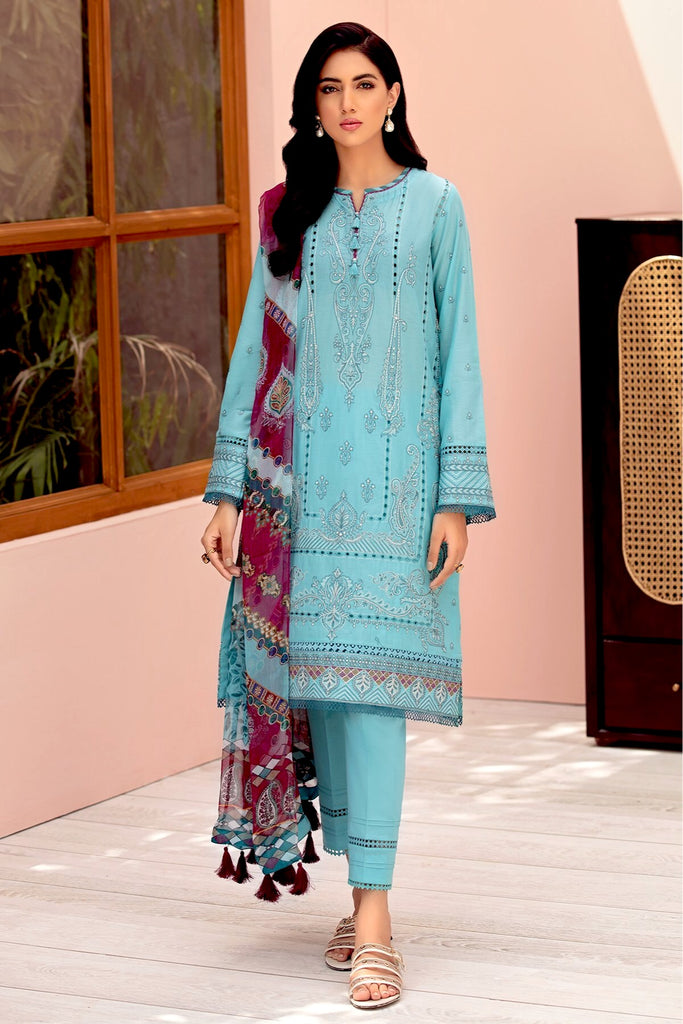 Jazmin Iris Embroidered Lawn Collection '21 – Ocean Blue