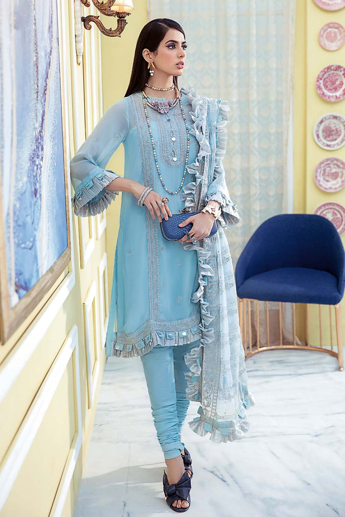 Gul Ahmed Summer Premium Lawn 2021 · 3PC Unstitched Chiffon Embroidered Suit LE-28