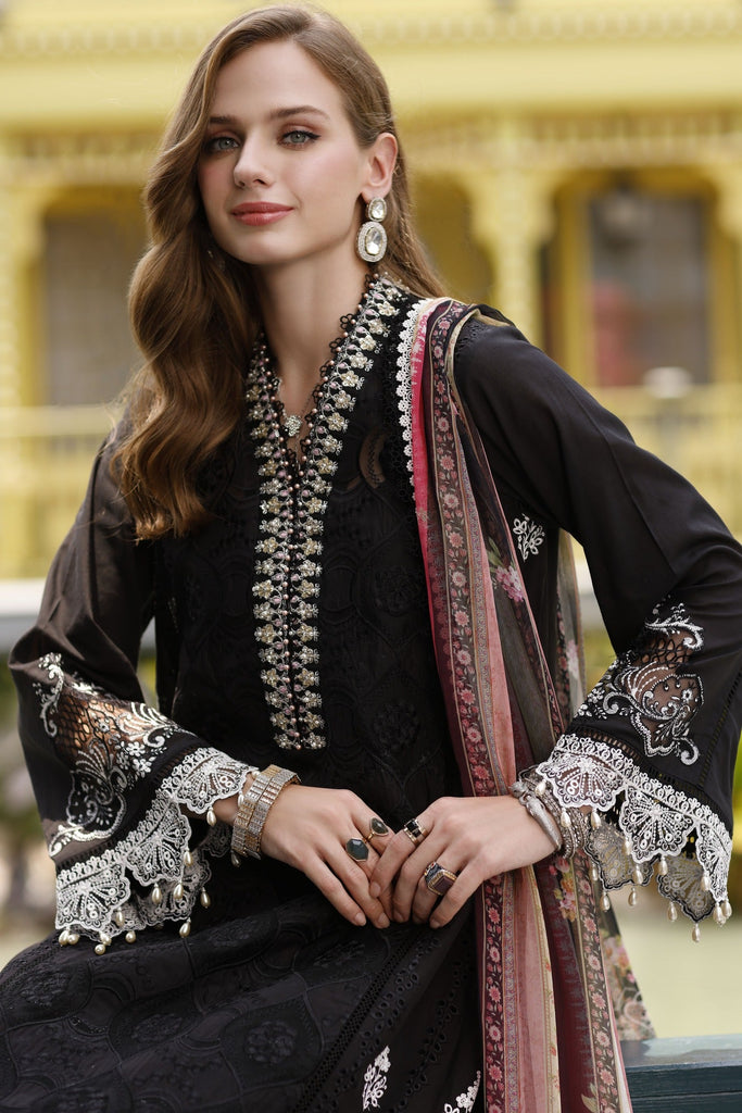 Saadia Asad Eid Handwork Schiffli Laserkari Lawn Collection 2023 – D6-Fiya