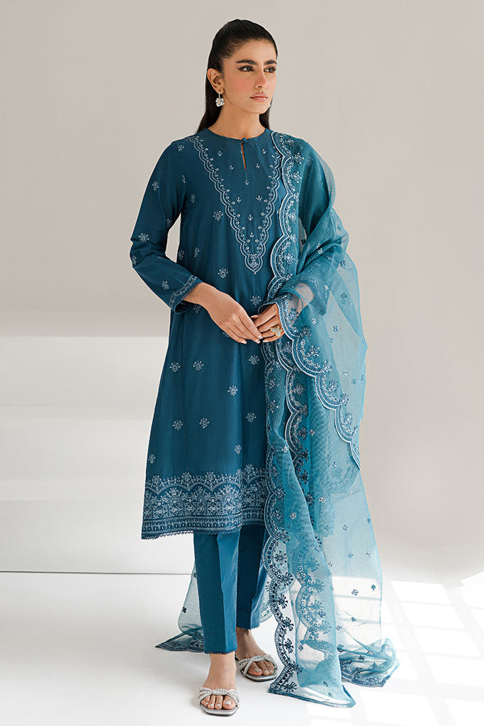 Cross Stitch Mahiri Lawn Collection – GLAZED CERULEAN