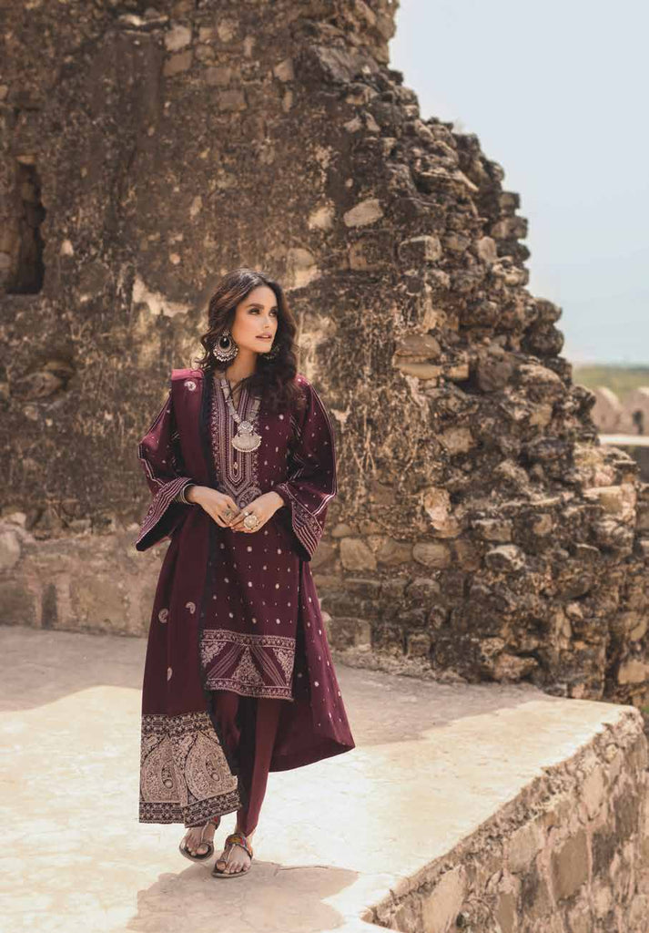 Gul Ahmed Winter Collection 2021 · 3 PC Khaddar Suit with Pashmina Shawl – AP-12073