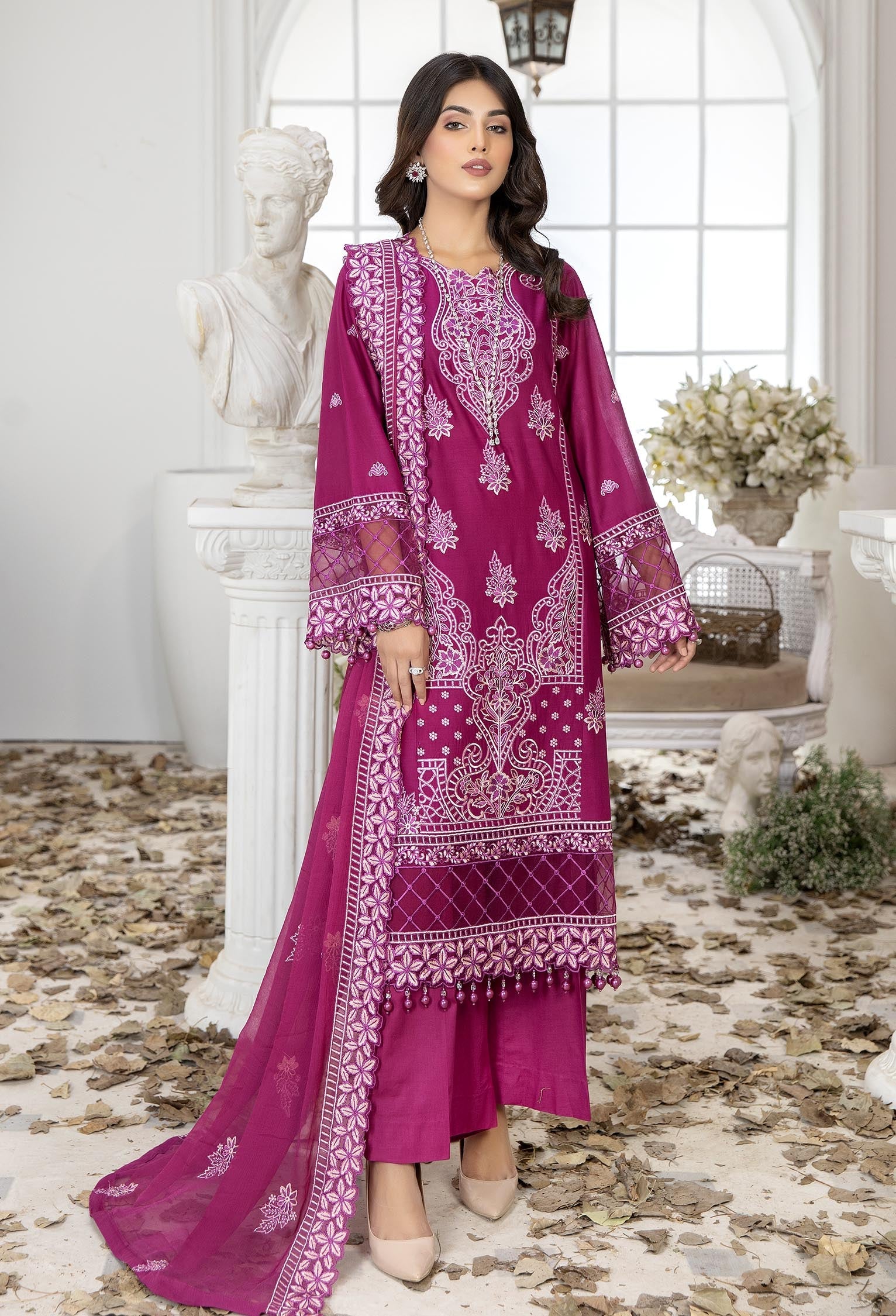 Adan's Libas Marwa Lawn Collection – Mulberry – YourLibaas