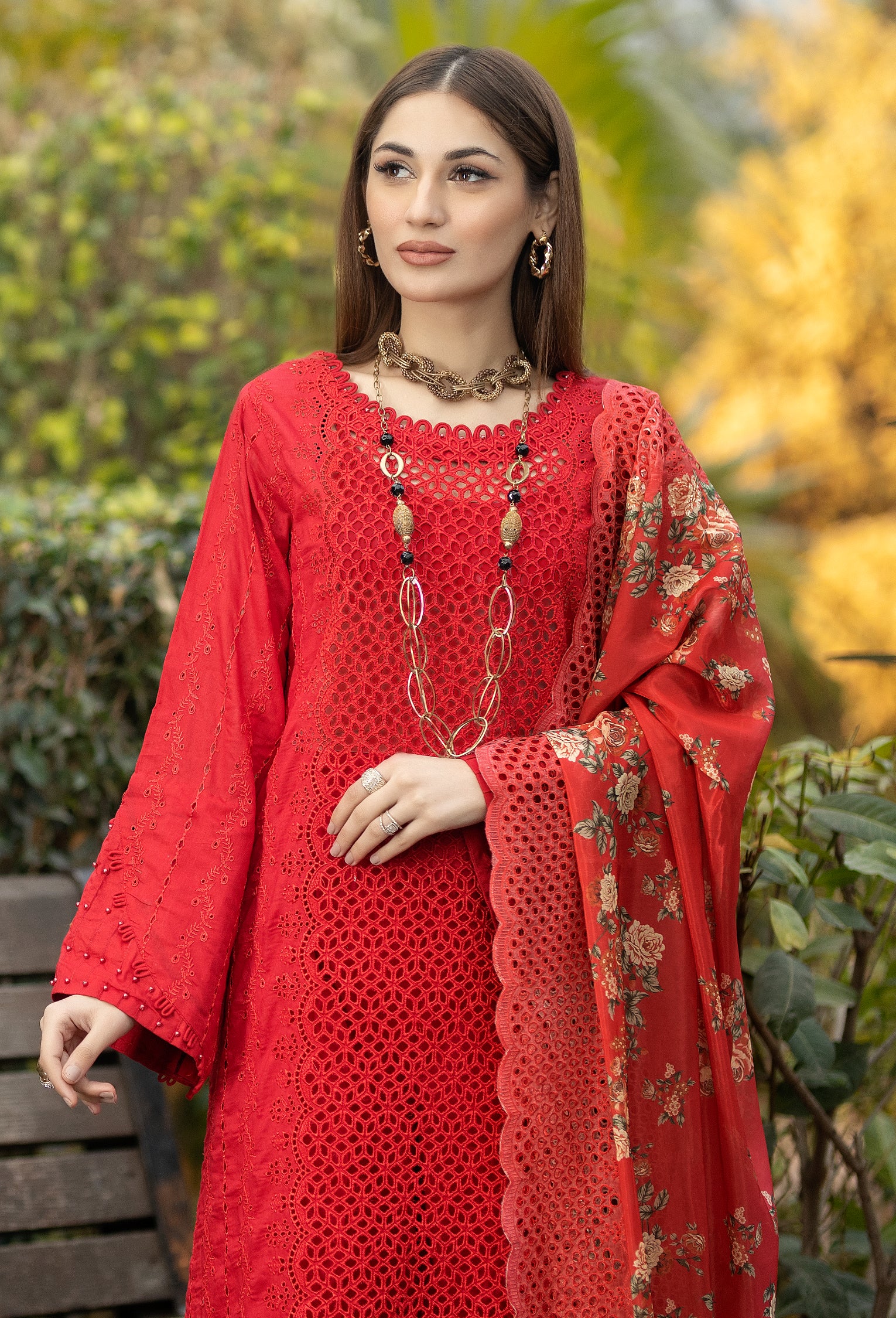 Adan's Libas Fuchsia Lawn Collection – Fiery Rose – YourLibaas