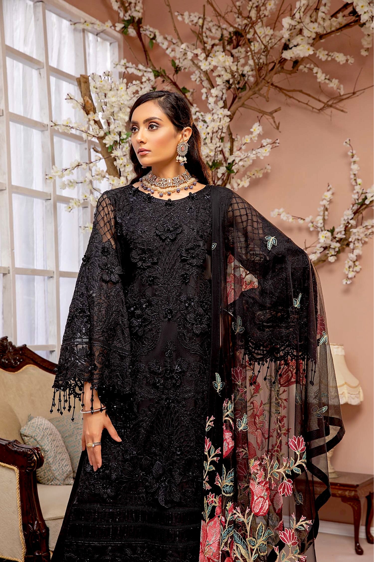 Adan's Libas Luxulia Embroidered Chiffon Collection – Midnight Sky