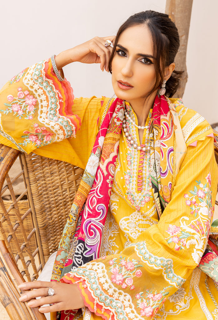 Adan's Libas Muzayyan Lawn Collection – Lightning Yellow