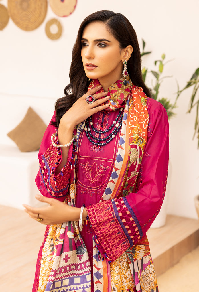 Adan's Libas Muzayyan Lawn Collection – Raspberry