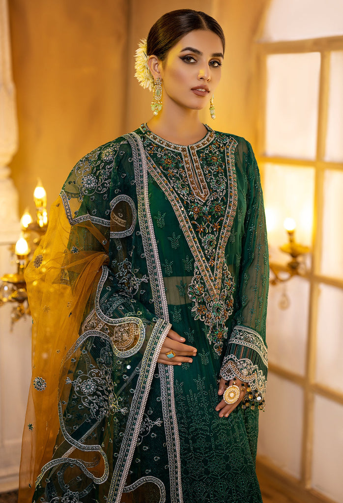 Adan's Libas Ravia Schiffli Embroidered Chiffon Collection – Morganite Green