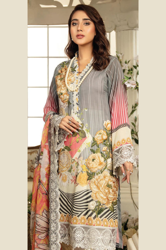 Adan's Libas Swiss Miss · Digital Printed & Embroidered Swiss Voil Collection with Chiffon Dupatta – Santolina