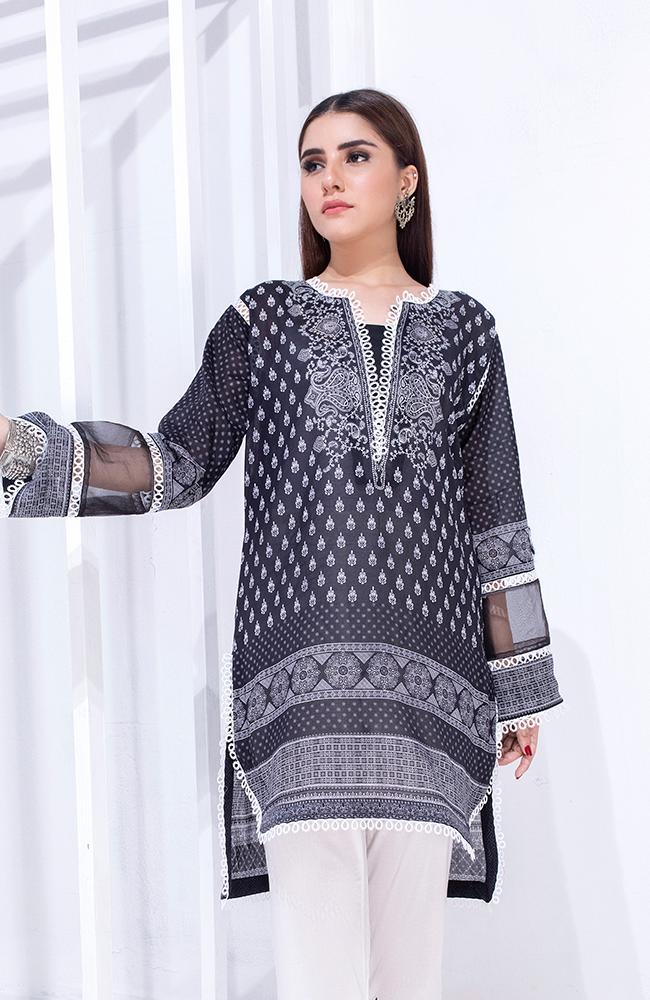 Al Zohaib Black & White Monochrome Kurti '21 – BWPK'21-08