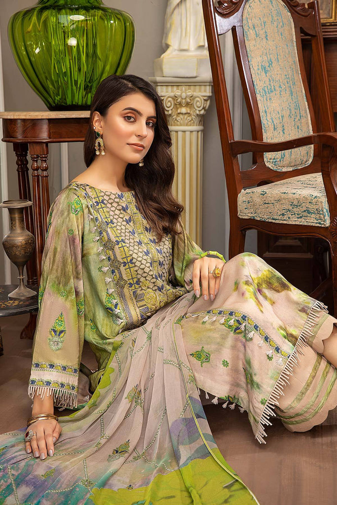 Bin Rashid by Charizma · Embroidered Linen Masoori with Chiffon Dupatta – BR-03