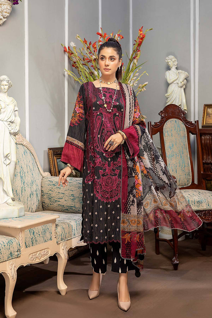 Bin Rashid by Charizma · Embroidered Linen Masoori with Chiffon Dupatta – BR-04