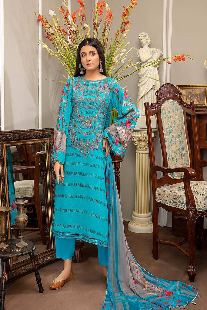 Bin Rashid by Charizma · Embroidered Linen Masoori with Chiffon Dupatta – BR-10