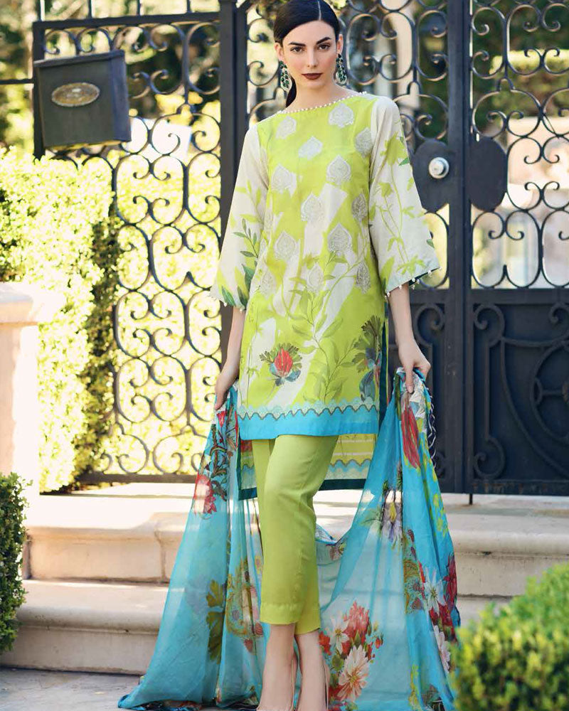 Charizma Spring/Summer Karandi Lawn Collection Vol-1 – Parrot CK-19-09