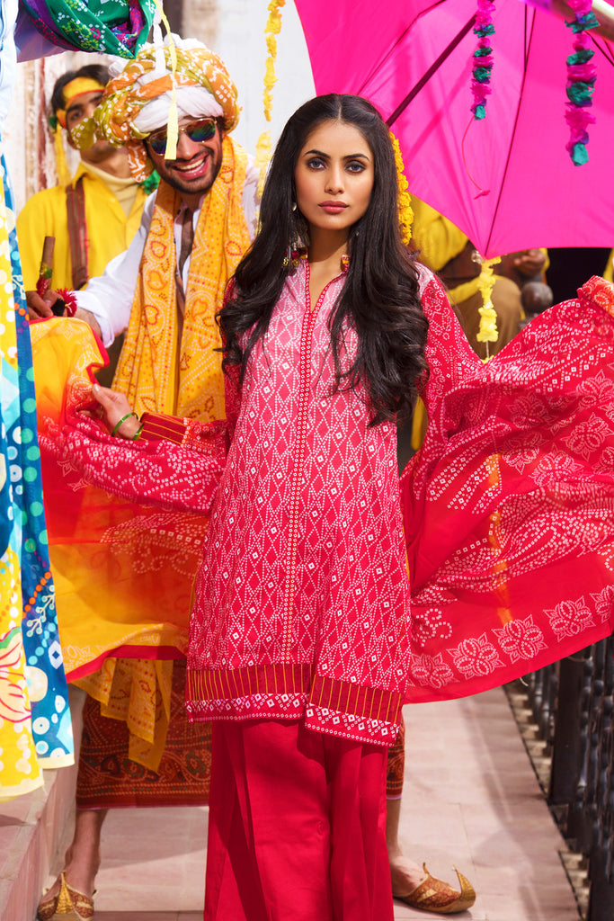 Gul Ahmed Summer 2017 - Red 3 PC Printed Lawn Dress CL-232 A