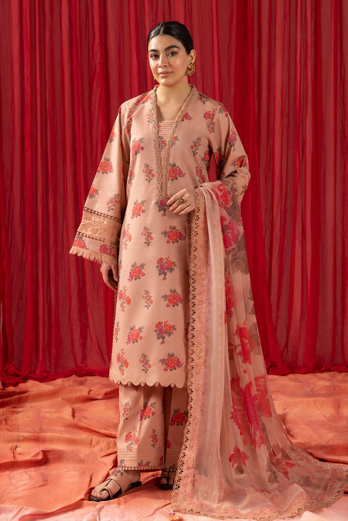 Alizeh Sheen Spring Prints Lawn – CORAL PEACH - 3PC SUIT