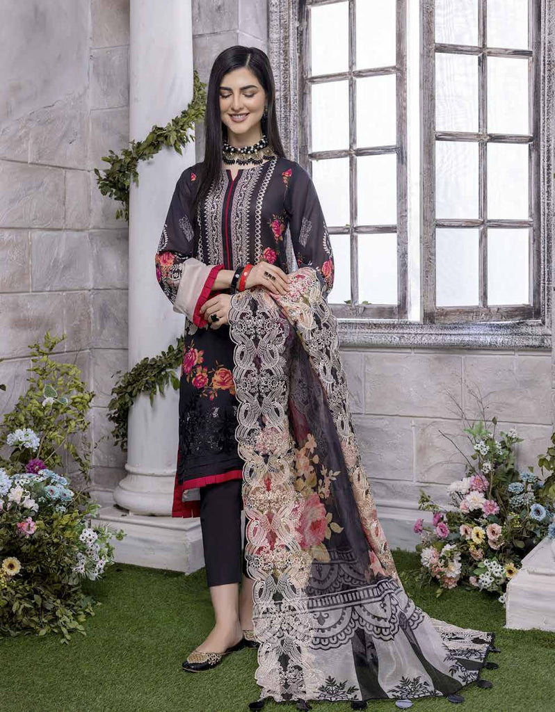 Charizma Aniiq · Printed Lawn Suit with Embroidered Organza Net Dupatta – ANS-12