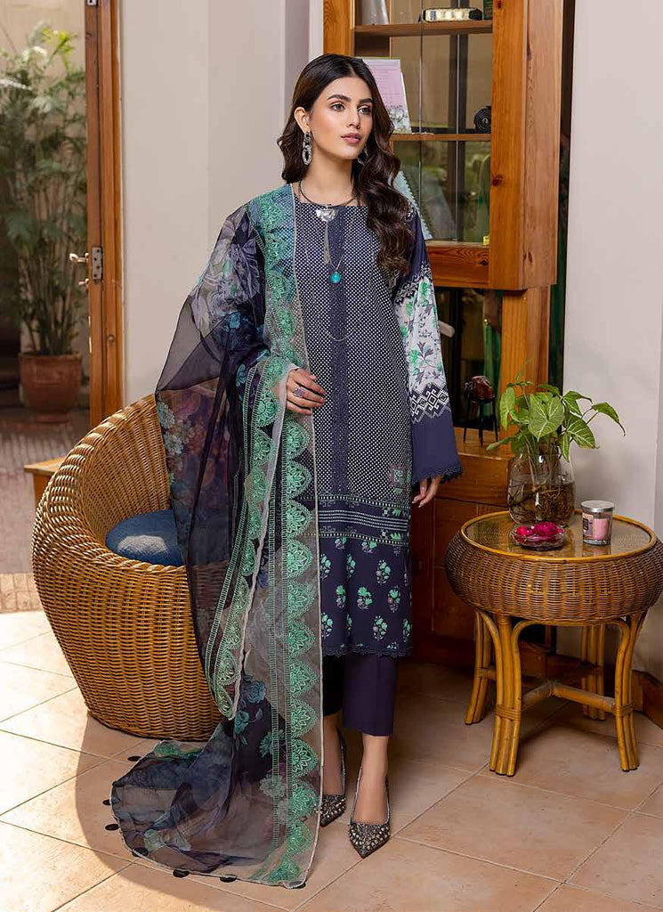 Charizma Aniiq · Printed Lawn Suit with Embroidered Organza Net Dupatta – ANS-08 Sparkling Statement