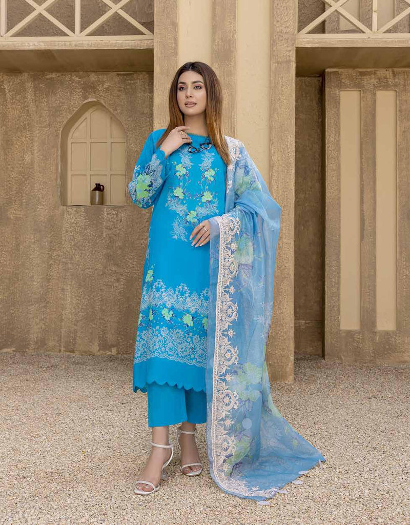 Charizma Aniiq · Printed Lawn Suit with Embroidered Organza Net Dupatta – ANS-17