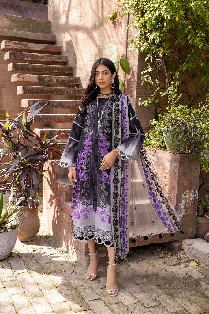 Charizma Combinations · Embroidered Lawn Suit With Embroidered Chiffon Dupatta – CCS-22