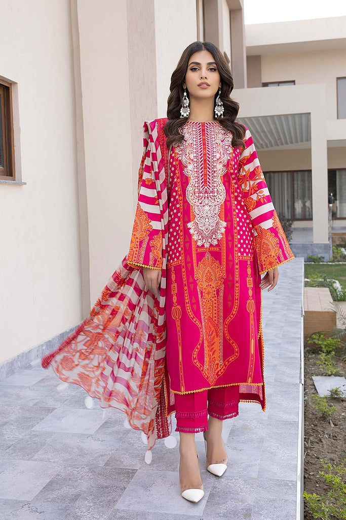 Charizma Combinations – Embroidered Lawn Suit with Embroidered Chiffon Dupatta CC22-02