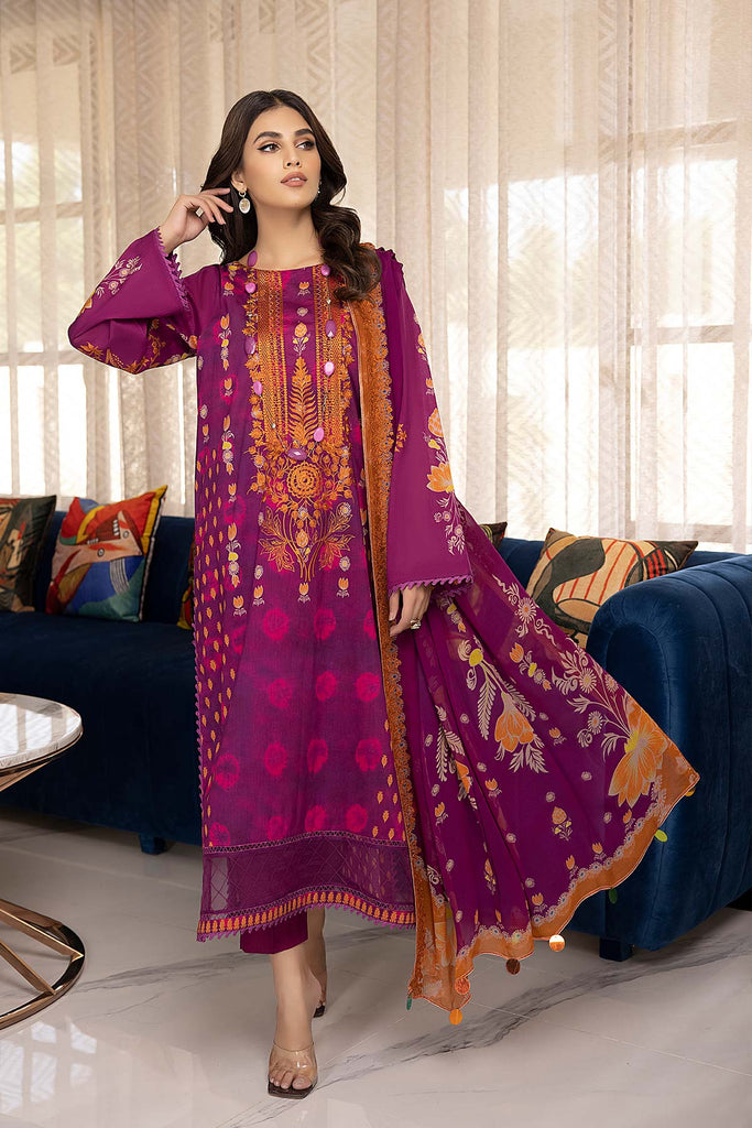 Charizma Combinations – Embroidered Lawn Suit with Embroidered Chiffon Dupatta CC22-06