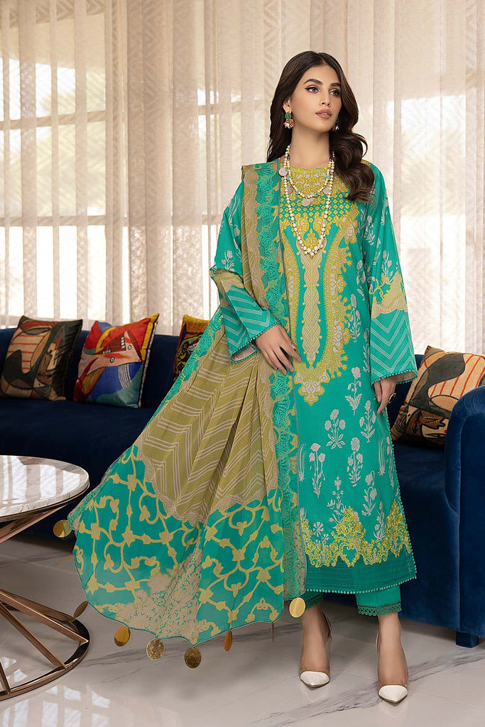 Charizma Combinations – Embroidered Lawn Suit with Embroidered Chiffon Dupatta CC22-07