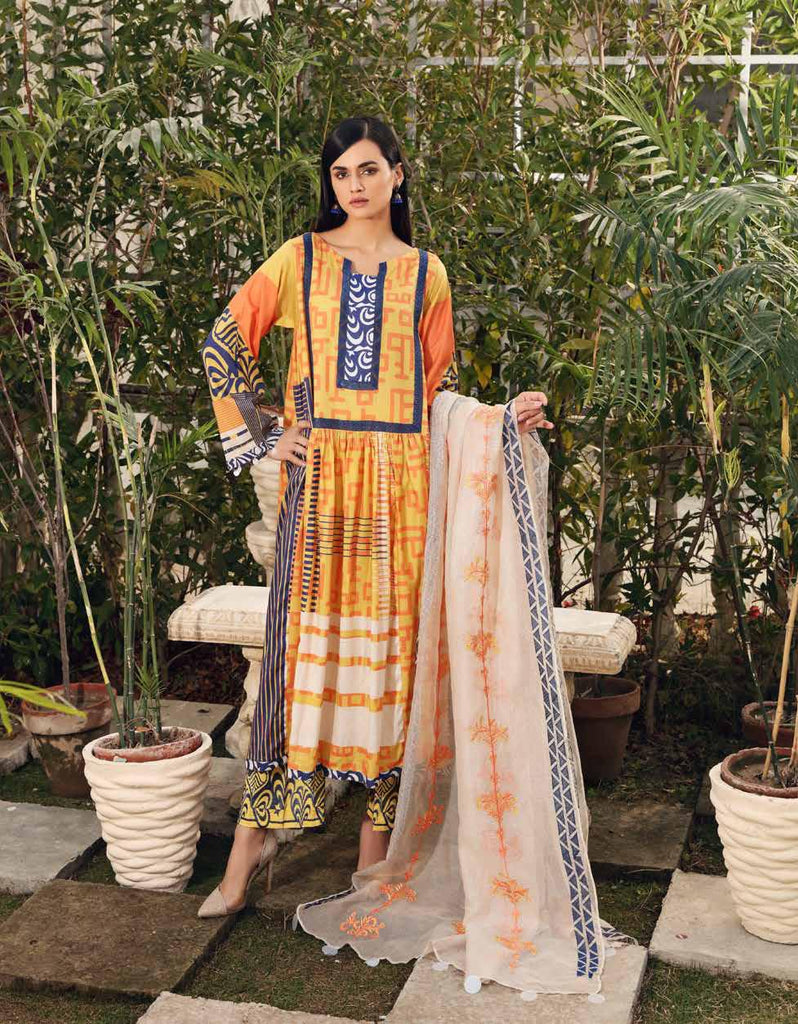 Charizma Combinations · Printed & Embroidered Lawn Collection with Embroidered Dupatta – CC-02