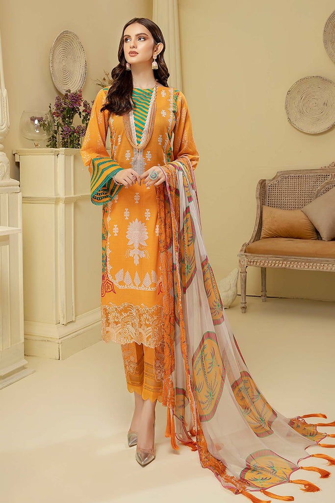 Charizma Naranji Embroidered Lawn Collection With Chiffon Dupatta – CN-03