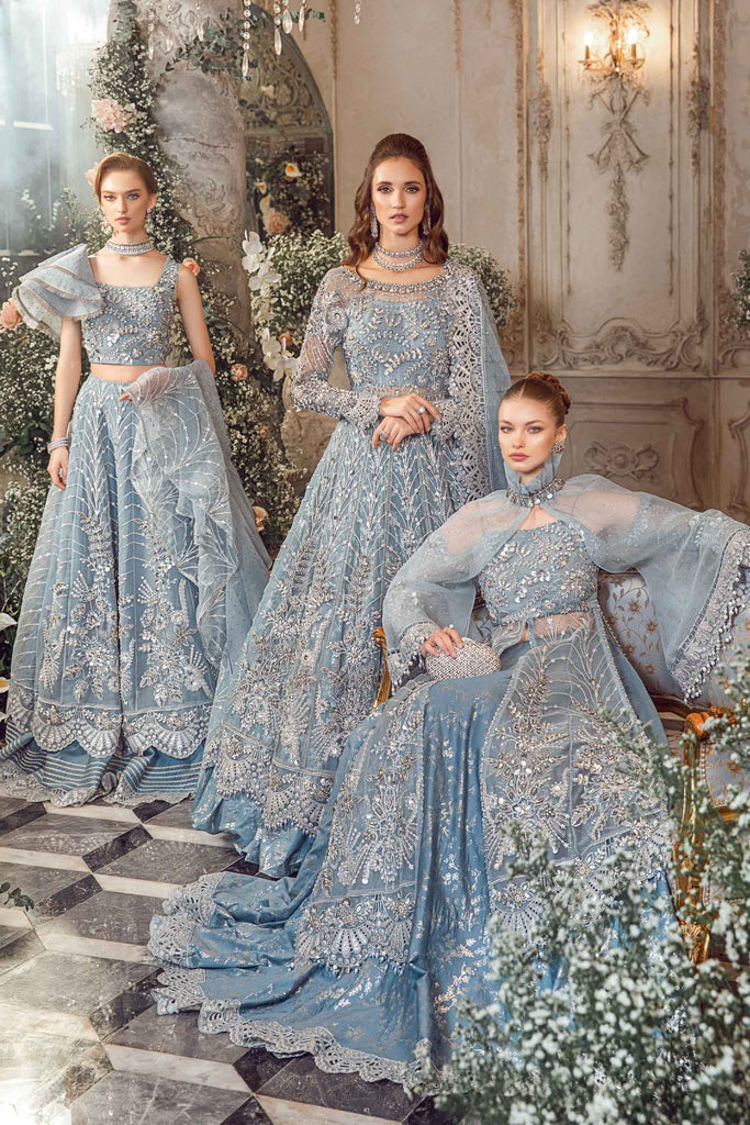 MARIA.B MBroidered Luxury Wedding Formals – Ice Blue BD-2702 – YourLibaas