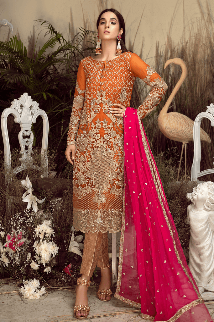 Imrozia Orabelle Embroidered Chiffon Collection 2019 – 06 Apricot Nectar