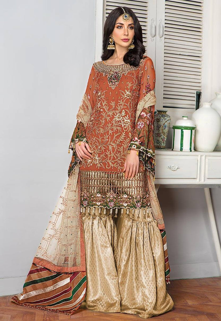 Maryam's Gold Luxury Embroidered Chiffon Collection Vol 6 – MG-69 Begonia