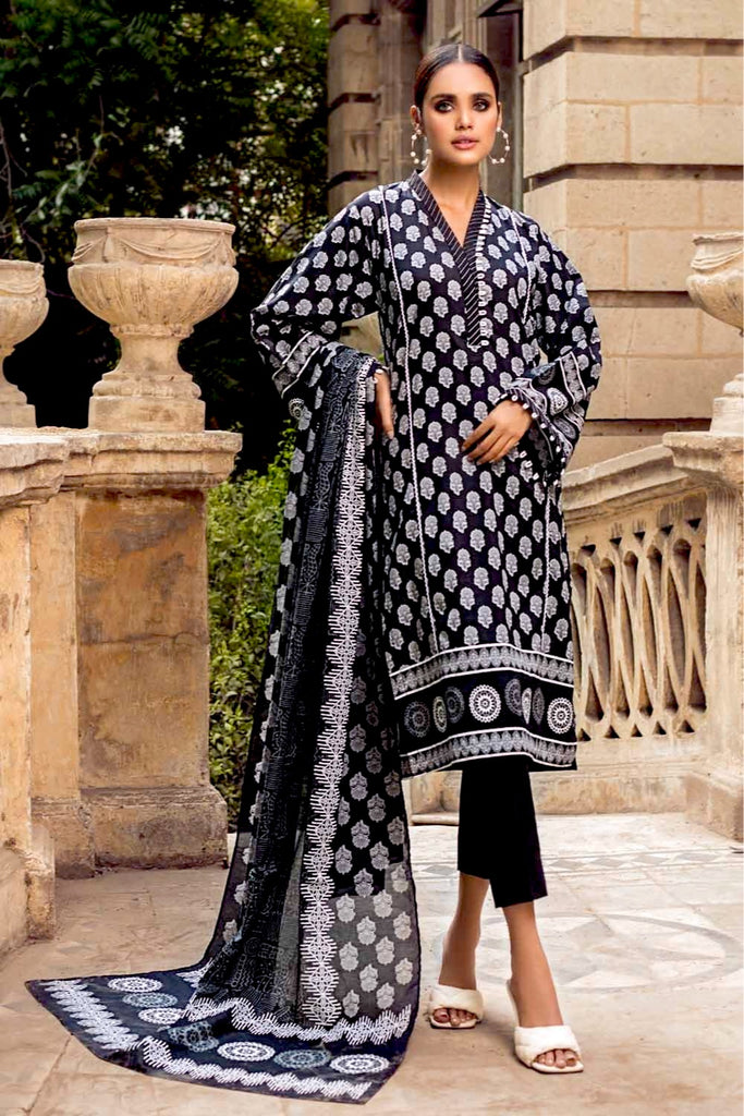 Gul Ahmed Black & White Lawn Collection – 2PC Printed Lawn Shirt With Lawn Dupatta BT-12001