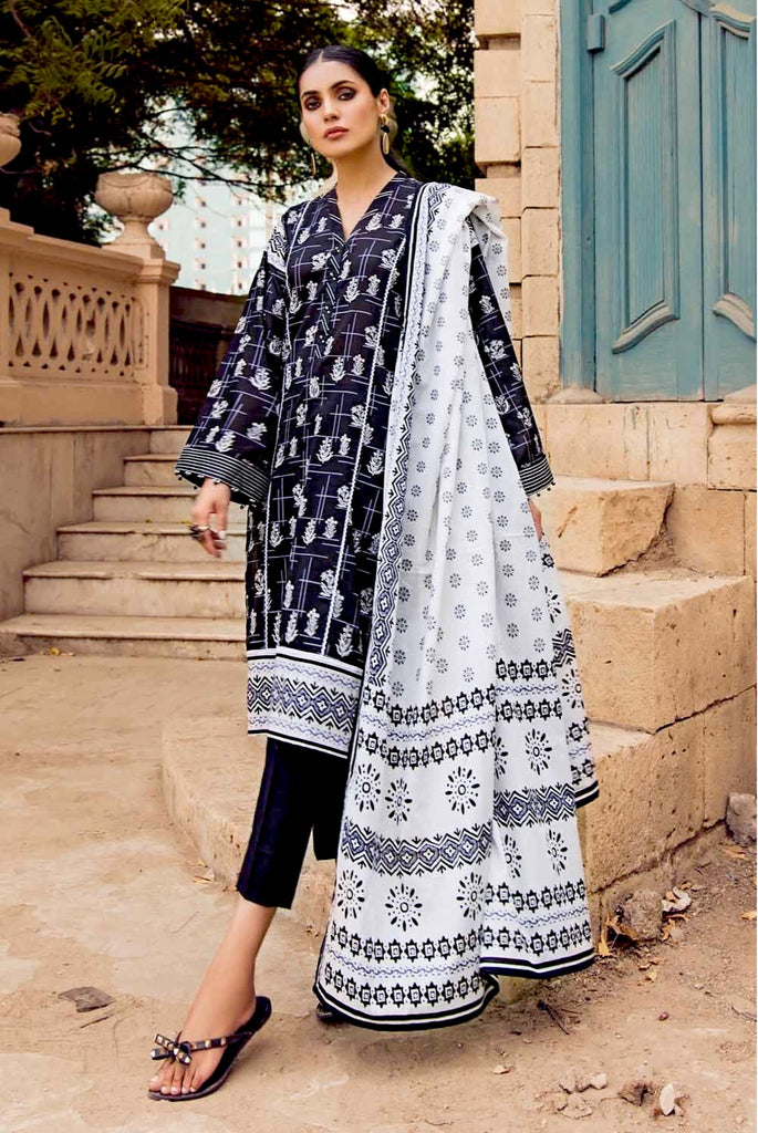 Gul Ahmed Black & White Lawn Collection – 2PC Printed Lawn Shirt With Lawn Dupatta BT-12002