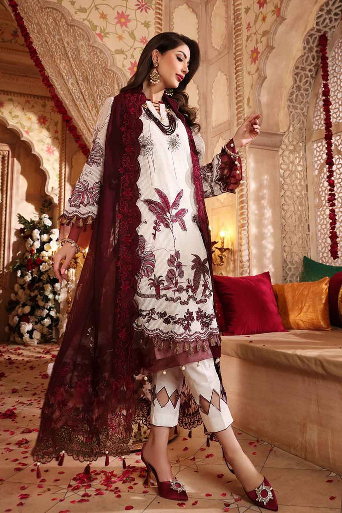 Gul Ahmed Eid Collection – Embroidered Luxury Cotton Suit with Glitter & Lacquer Printed Khaddi Net Dupatta FE-22008