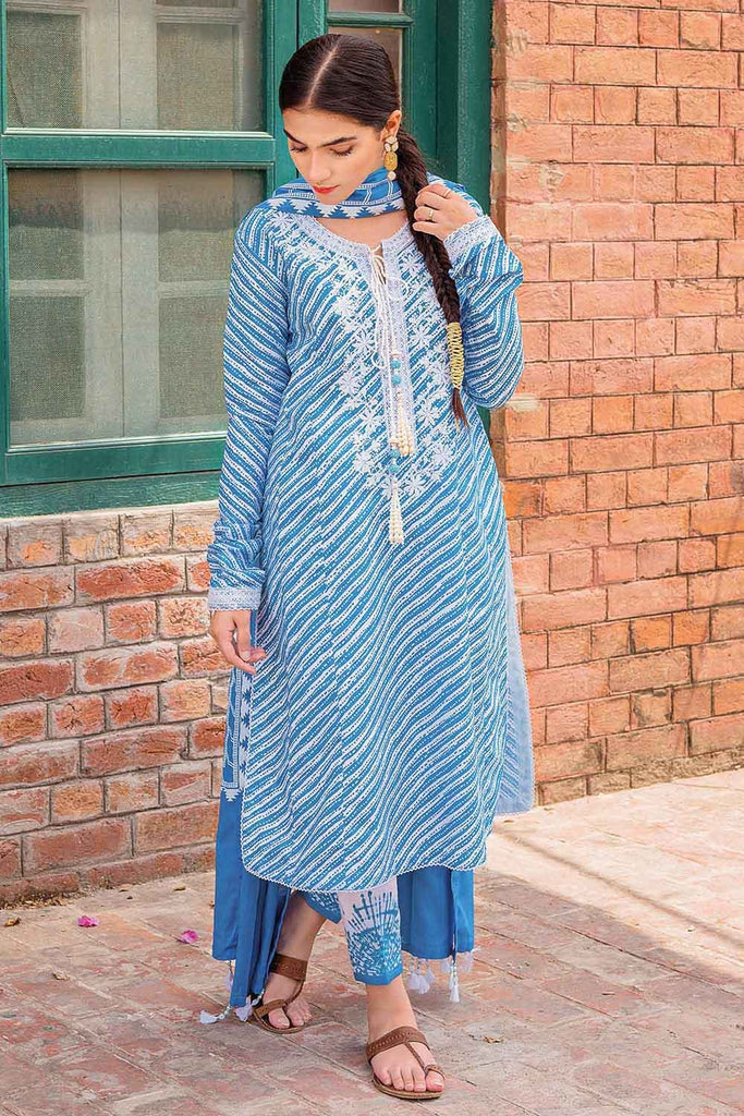 Gul Ahmed Summer 2022 · Essential 3PC Collection – 3PC Embroidered Digital Printed Lawn Suit with Printed Cotton Net Dupatta CL-1334