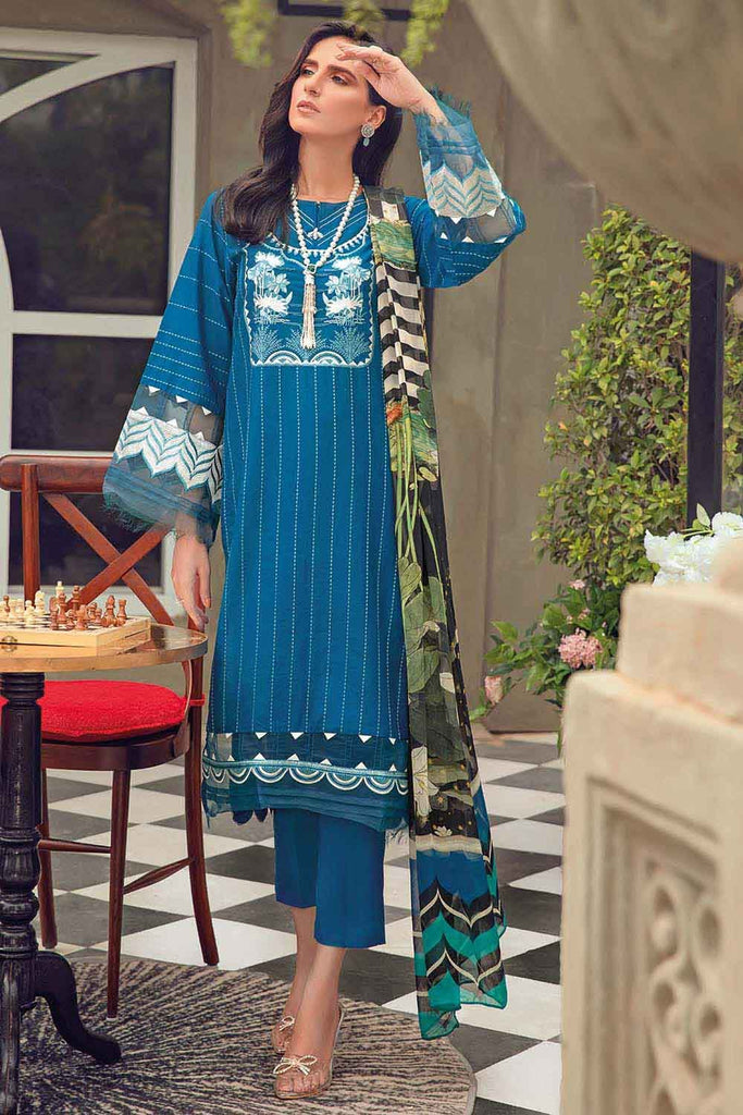 Gul Ahmed Summer 2022 · Premium Collection – 3PC Embroidered Lawn Suit With Digital Printed Chiffon Dupatta BM-12004