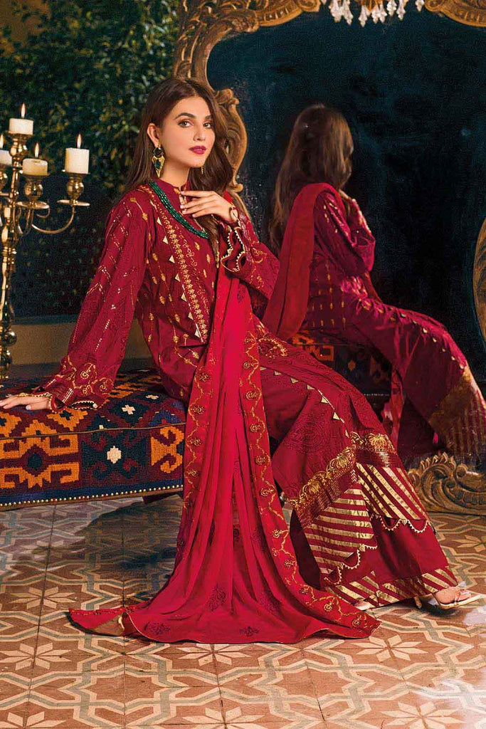 Gul Ahmed Summer 2022 · Premium Collection – 3PC Embroidered Lawn Suit With Embroidered Chiffon Dupatta PM-12017