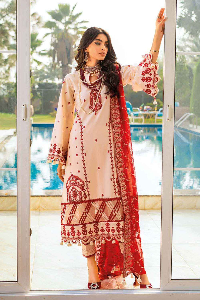 Gul Ahmed Summer 2022 · Premium Collection – 3PC Embroidered Lawn Suit With Embroidered Chiffon Dupatta PM-22017