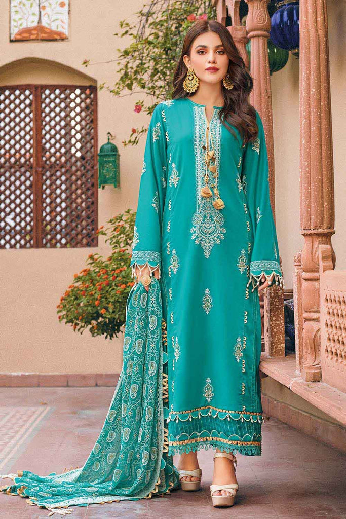 Gul Ahmed Summer 2022 · Premium Collection – 3PC Embroidered Lawn Suit With Sequins Embroidered Chiffon Dupatta PM-12016