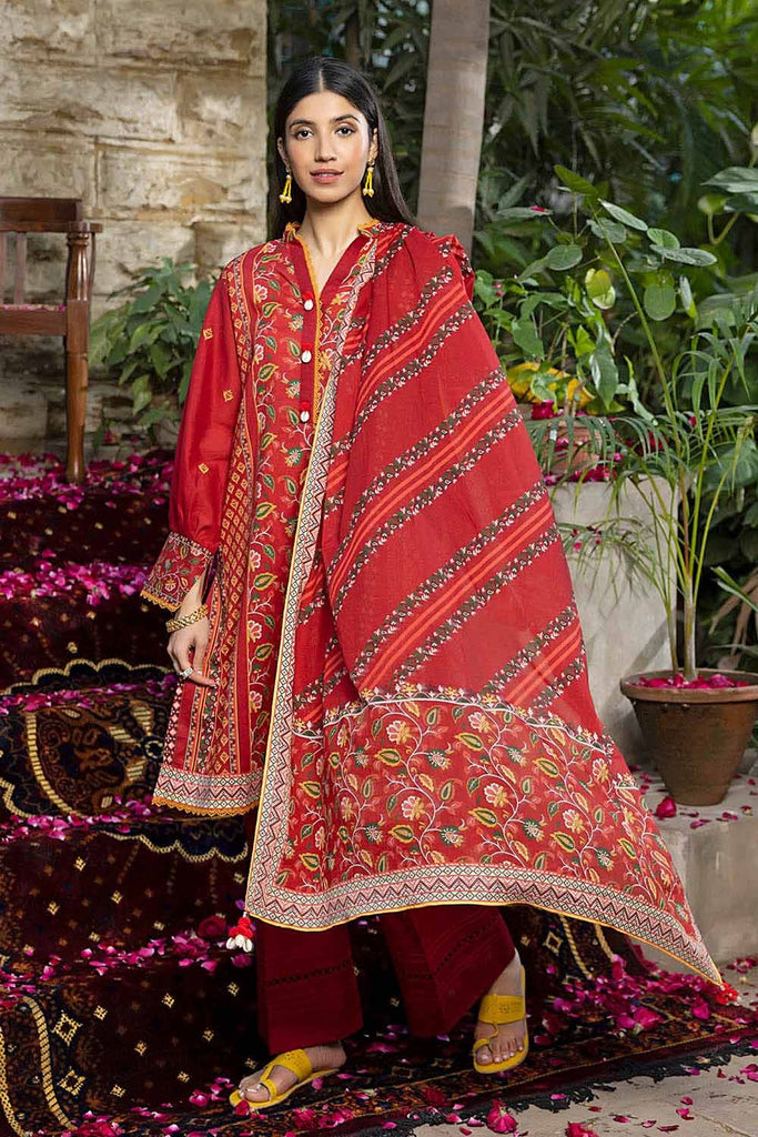 Gul Ahmed Summer Red Collection – 3PC Lawn Unstitched Printed Suit CL-32253