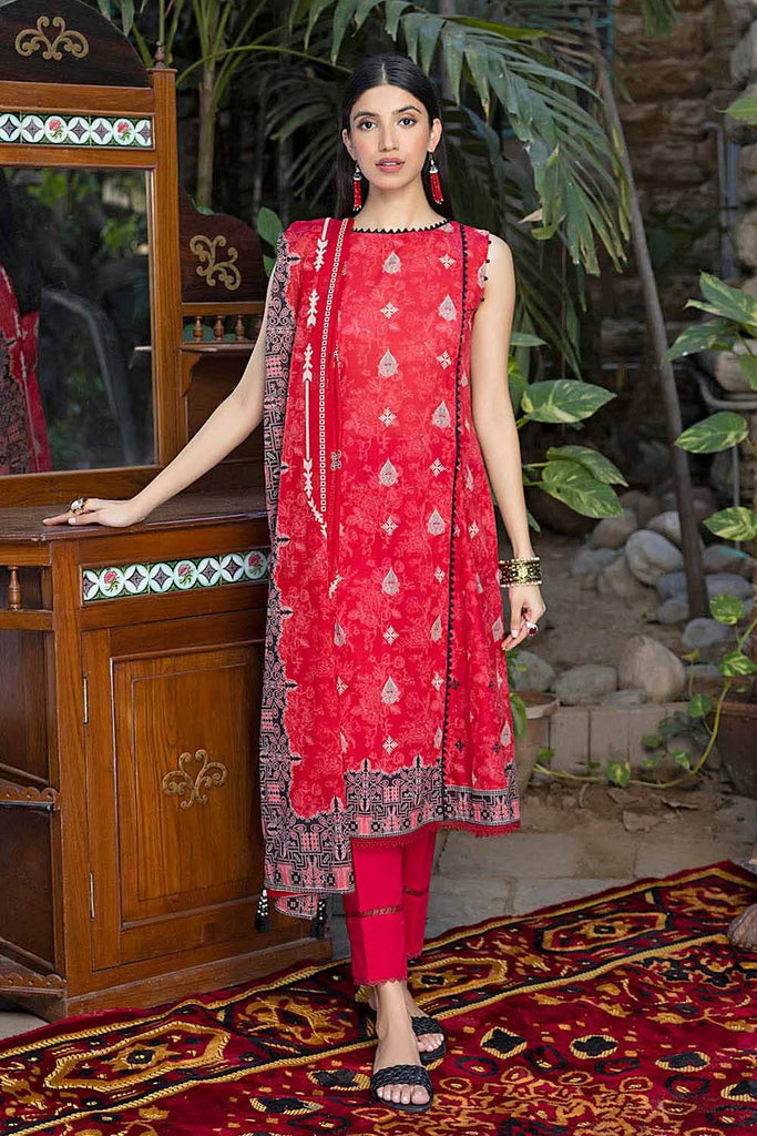 Gul Ahmed Summer Red Collection – 3PC Lawn Unstitched Printed Suit CL-32263