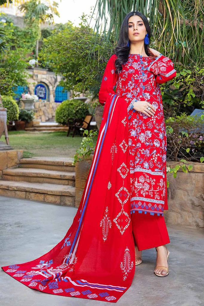 Gul Ahmed Summer Red Collection – 3PC Lawn Unstitched Printed Suit CL-32267