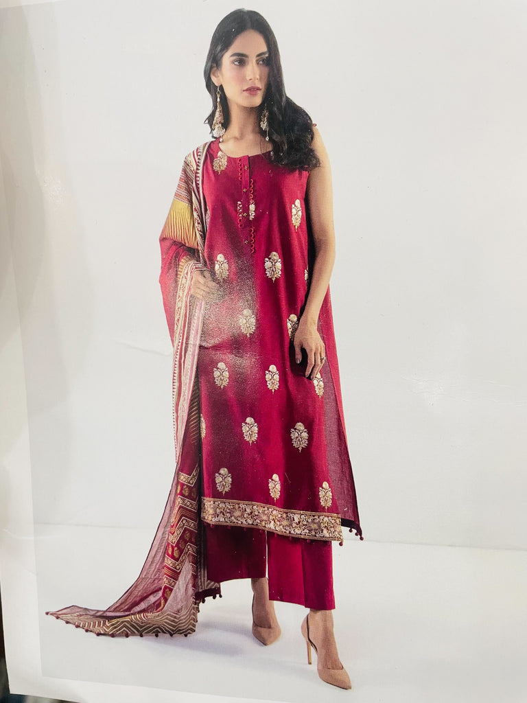 Khaadi 3Pc Suit - BLA22229-RED-3PC