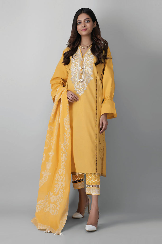 Khaadi Embroidered 3 Piece · Full Suit – B21227 Yellow