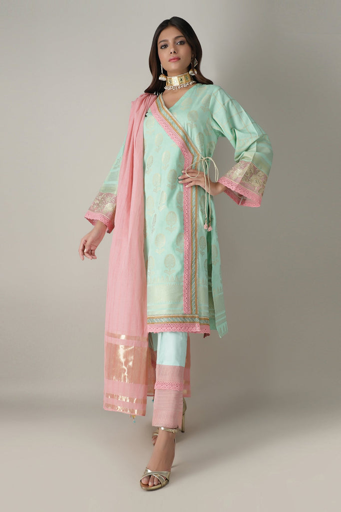 Khaadi Embroidered 3 Piece Suit · Full Suit – HJ20305 Green