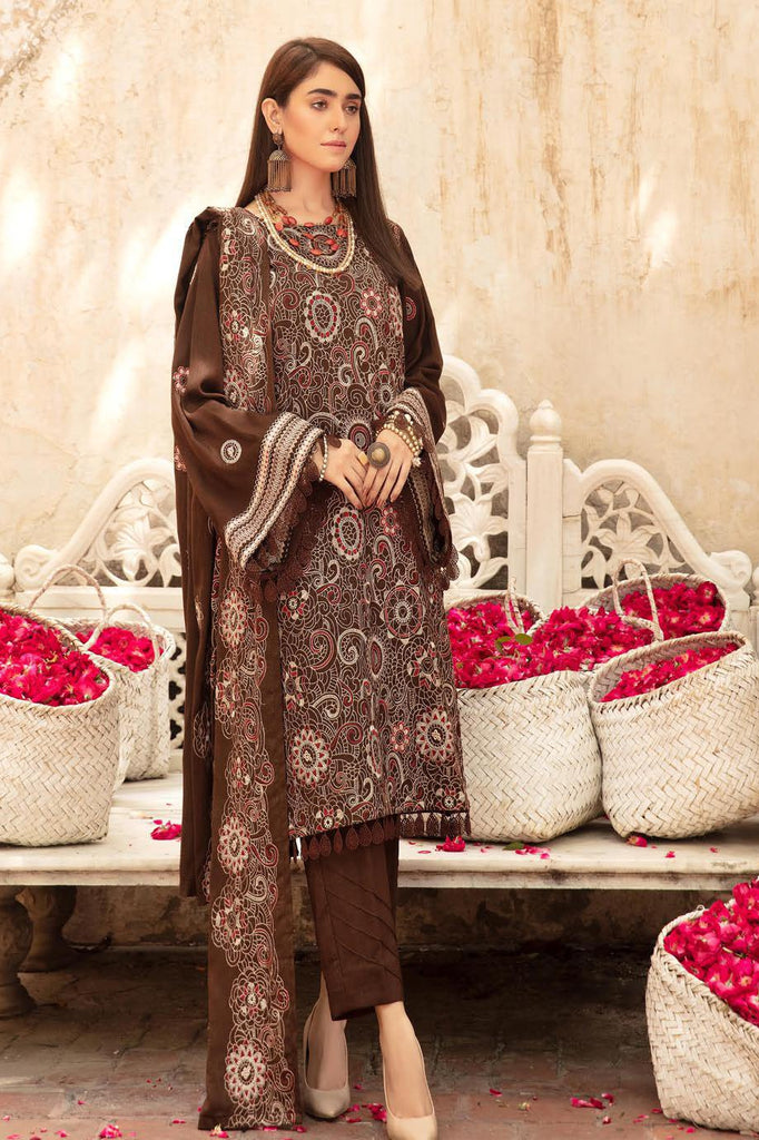 Khoobseerat by Shaista - Peach Embroidery Winter Collection (with Wool Shawl) – DN-273