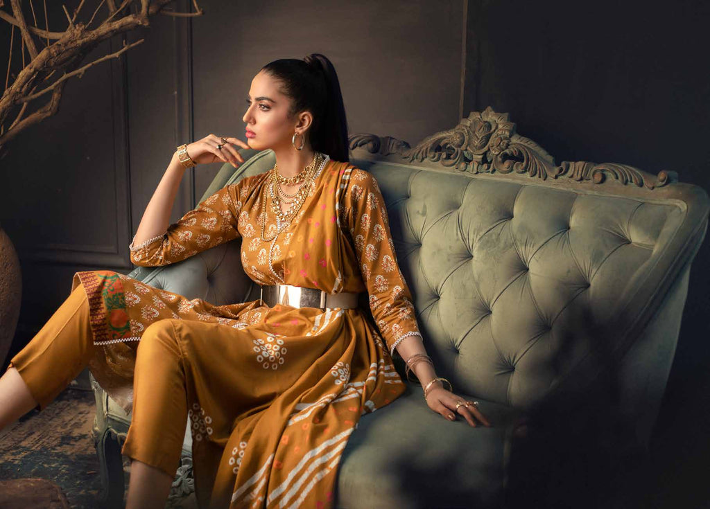 Gul Ahmed Winter Collection 2021 · 3 PC Cotton Linen Suit with Cotton Linen Dupatta – LT-12038