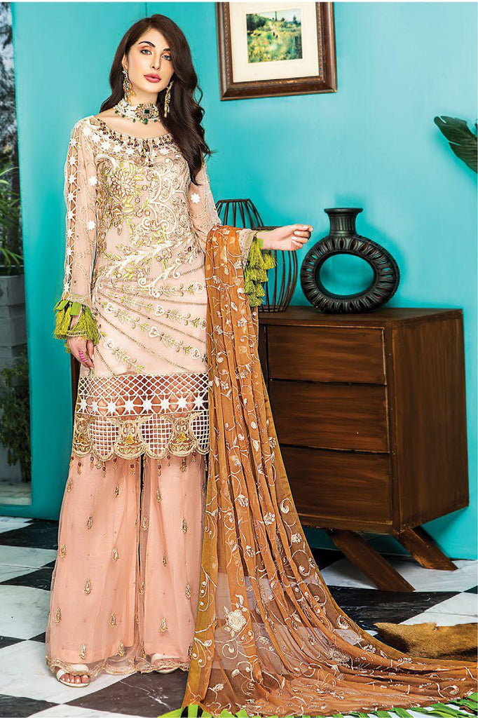 Maryam's Gold Luxury Embroidered Chiffon Collection Vol 7 – MG-76