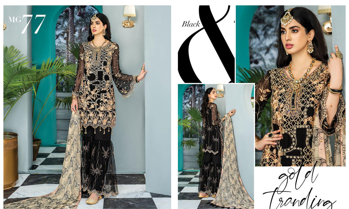 Maryam's Gold Luxury Embroidered Chiffon Collection Vol 7 – MG-77 ...