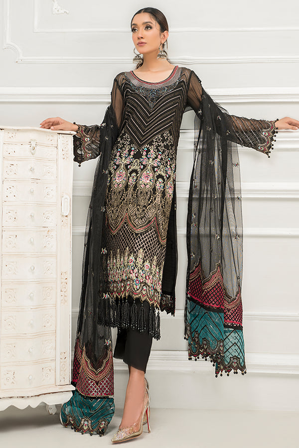 Maryam's Festive Chiffon Collection Vol-22 – D-04 Raisin Black